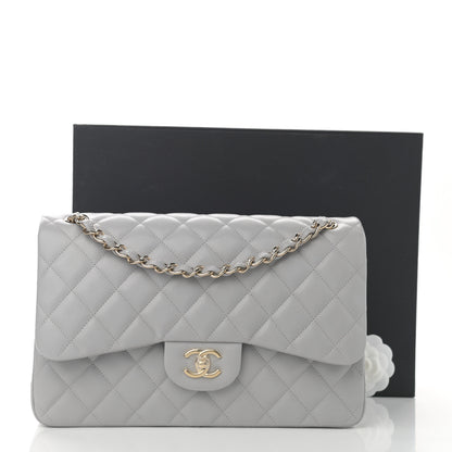 Chanel Caviar Quilted Jumbo Double Flap Light Grey 8 of 8