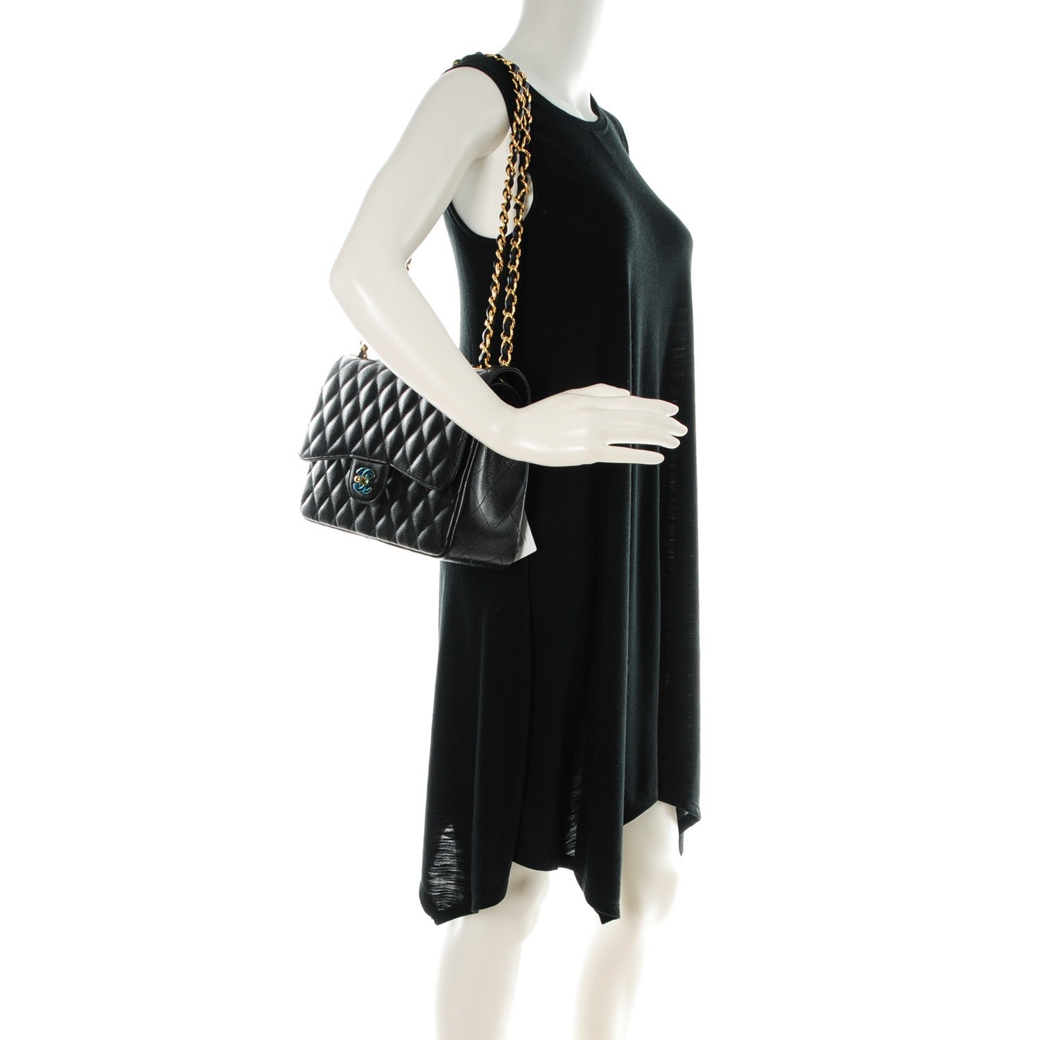 Chanel Caviar Quilted Jumbo Double Flap Black 2 of 8