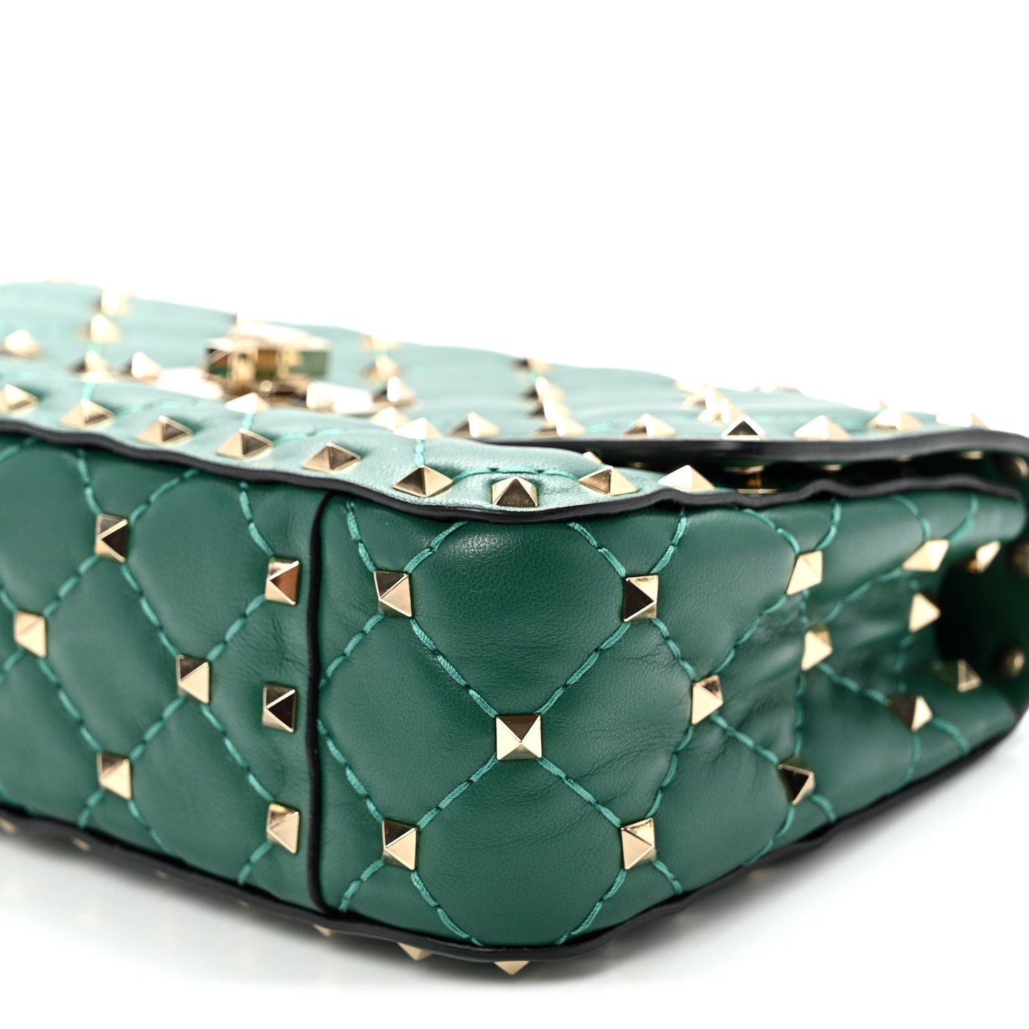 Nappa Small Rockstud Spike Shoulder Bag Gea Green
