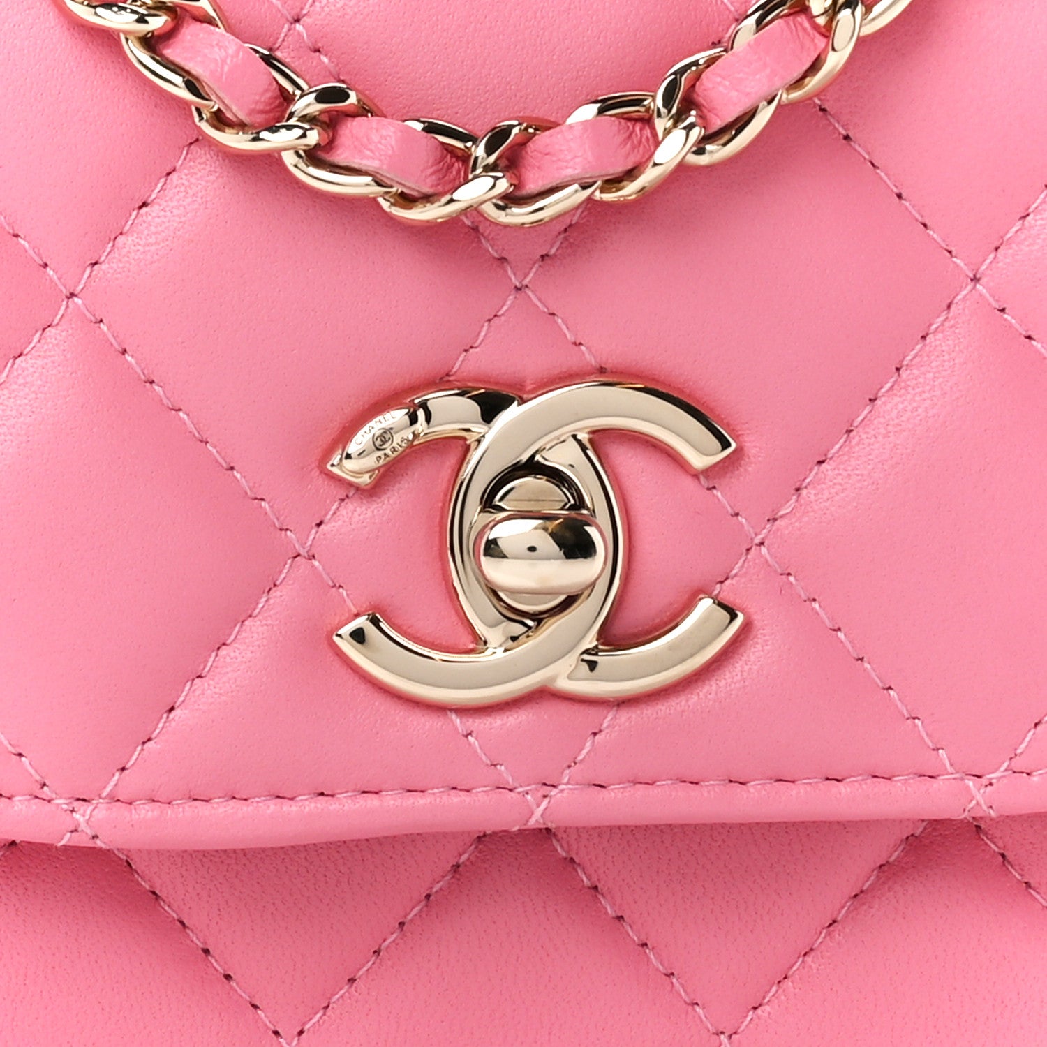 Chanel Lambskin Quilted Mini Trendy CC Chain Wallet Light Pink 9 of 12
