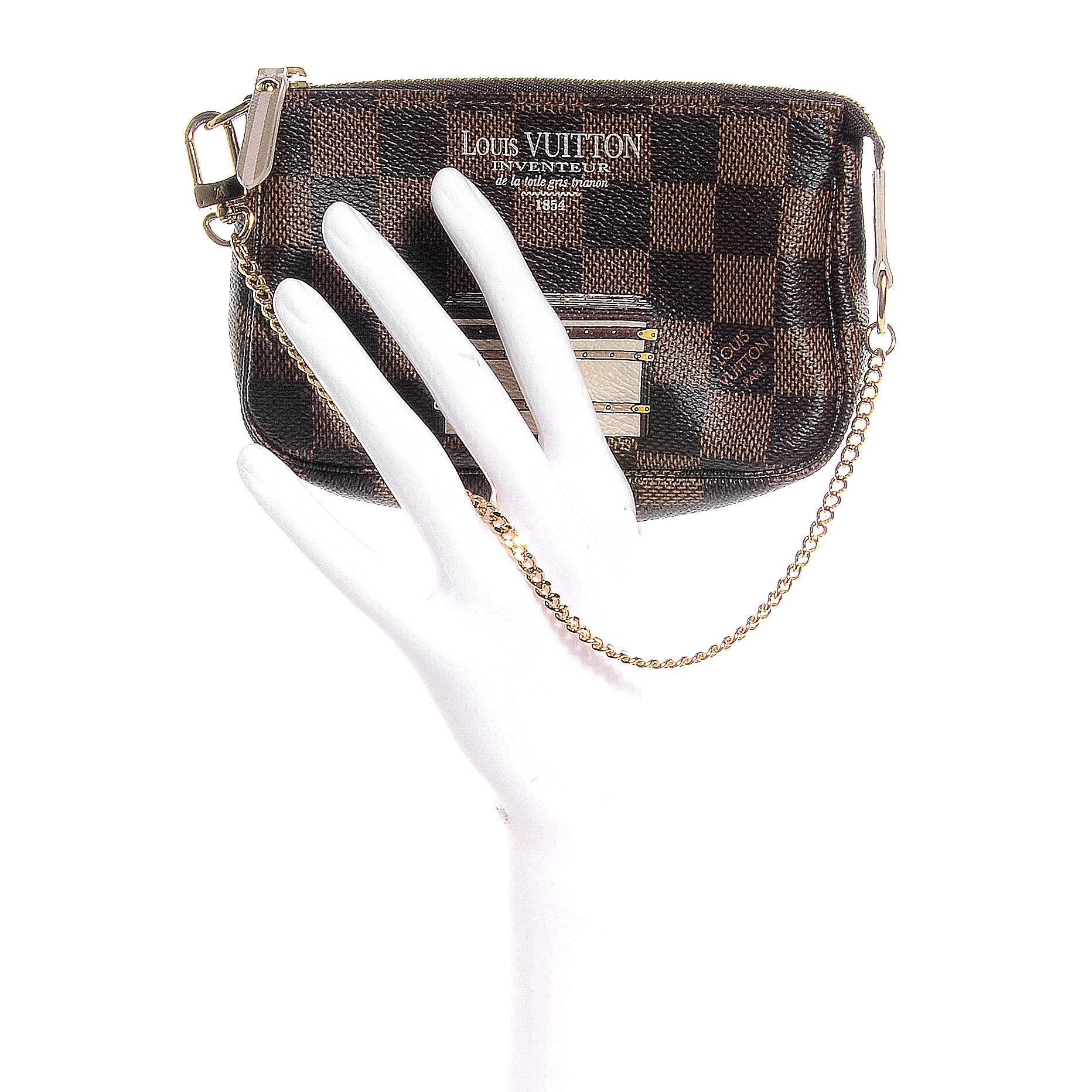Louis Vuitton Damier Ebene Trunks and Locks Mini Pochette Accessories 2 of 8