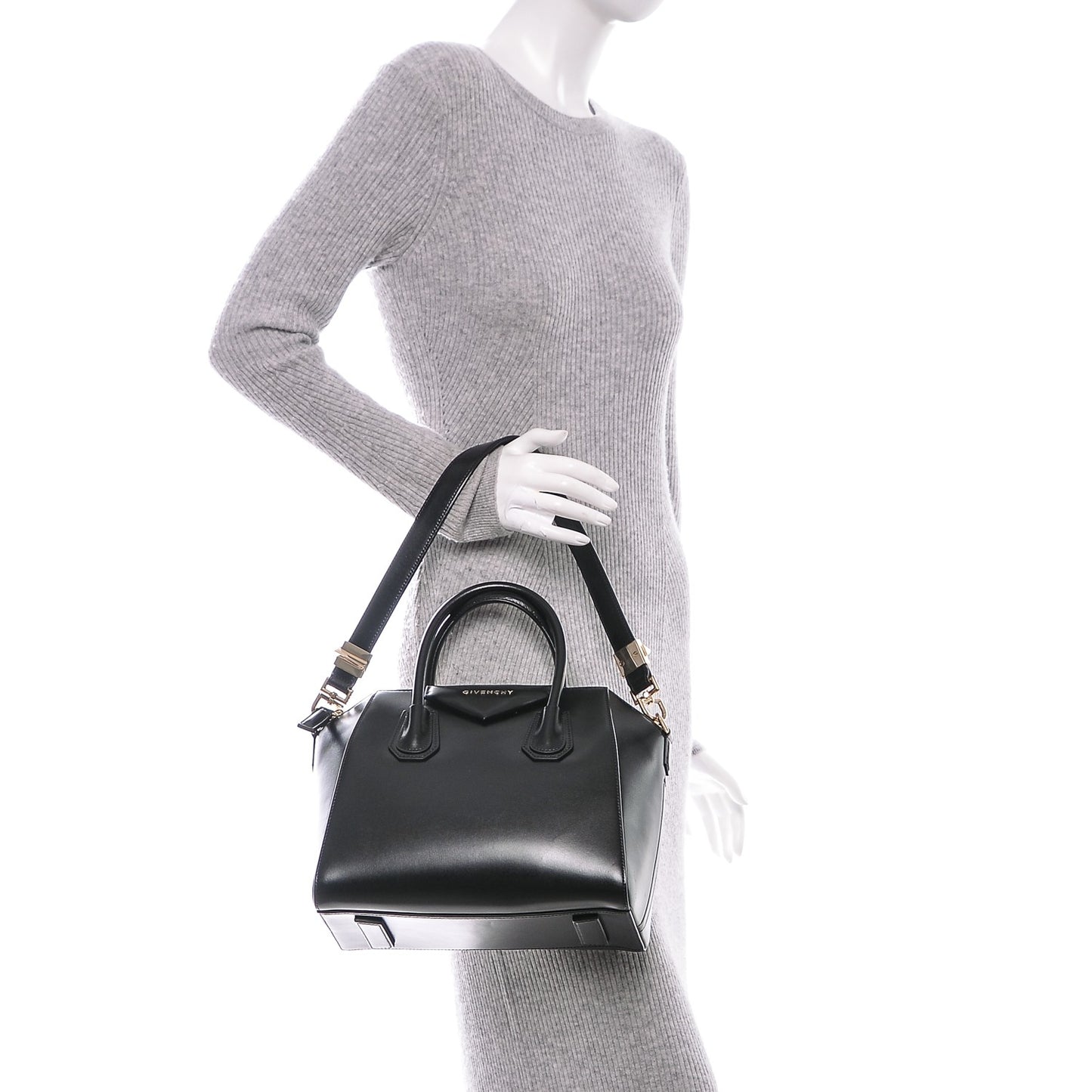 Shiny Lord Calfskin Small Antigona Black