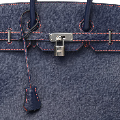 Hermes Epsom Horseshoe Birkin 35 Bleu Saphir Capucine 9 of 10