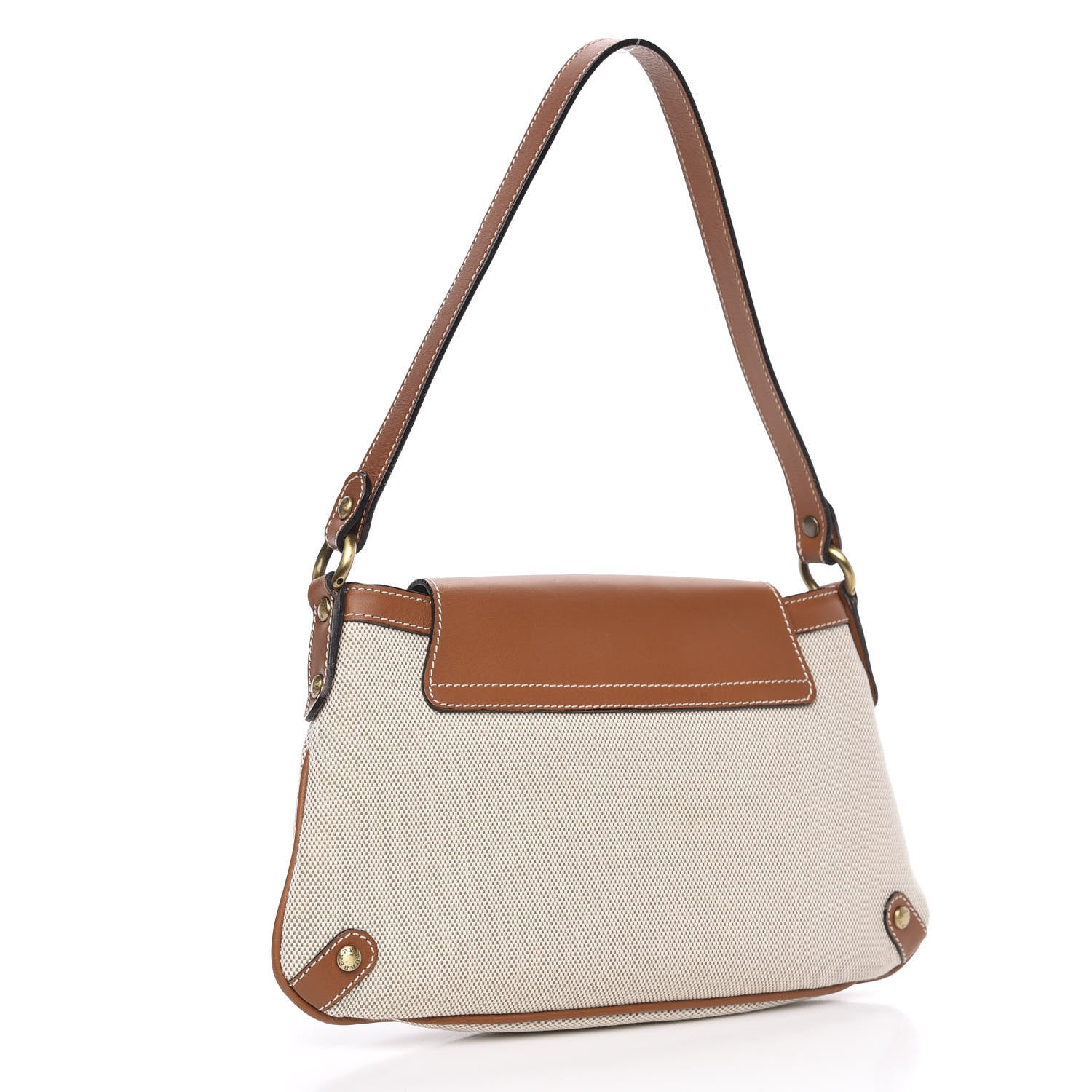 Burberry Canvas Smooth Calfskin Shoulder Bag Natural Brown 3 of 10