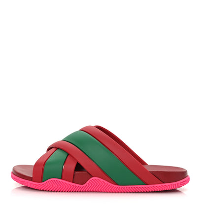 Gucci Rubber Web Womens Criss Cross Slide Sandals 38 Coral New Shamarock 1 of 8