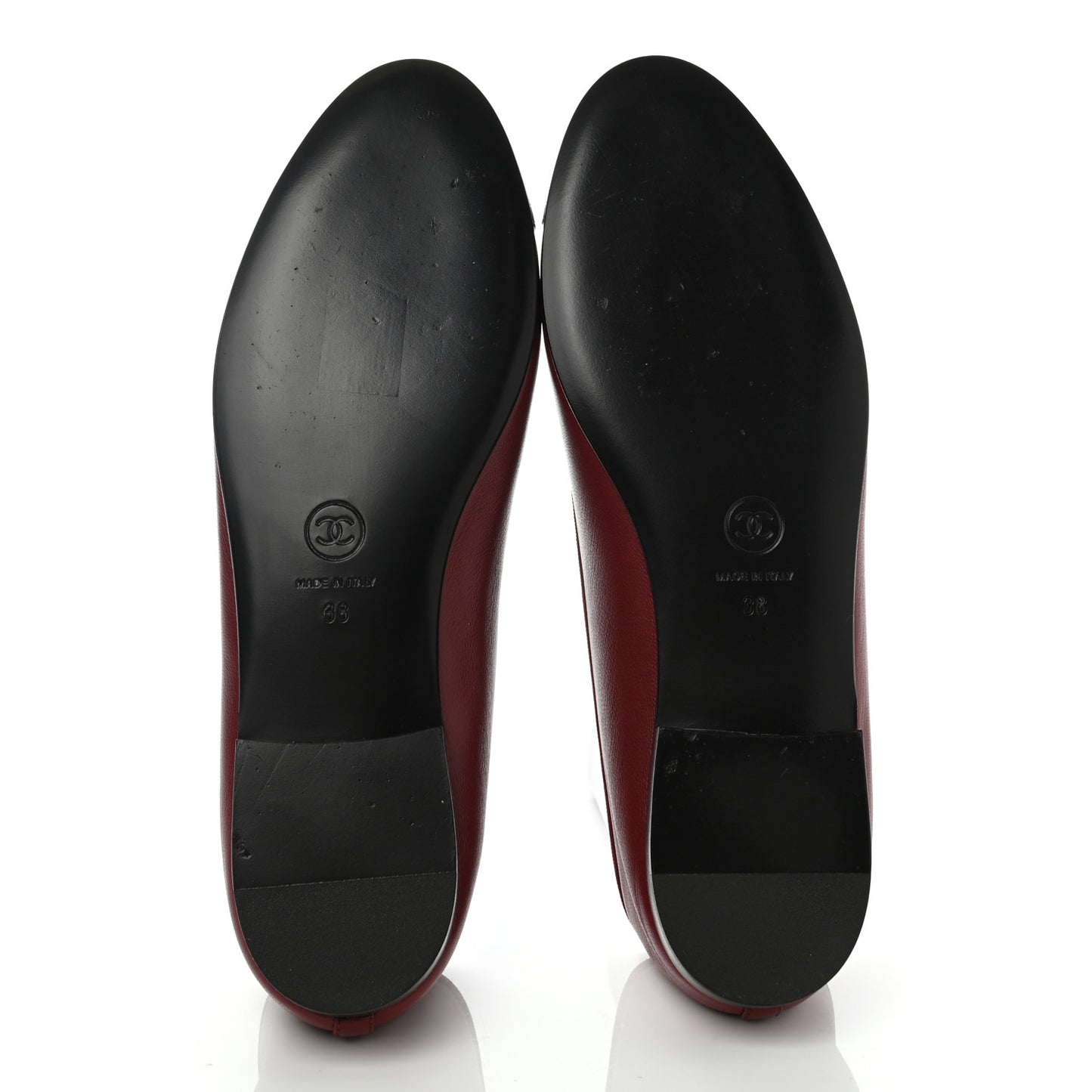 Lambskin Cap Toe Ballerina Flats 38 Burgundy