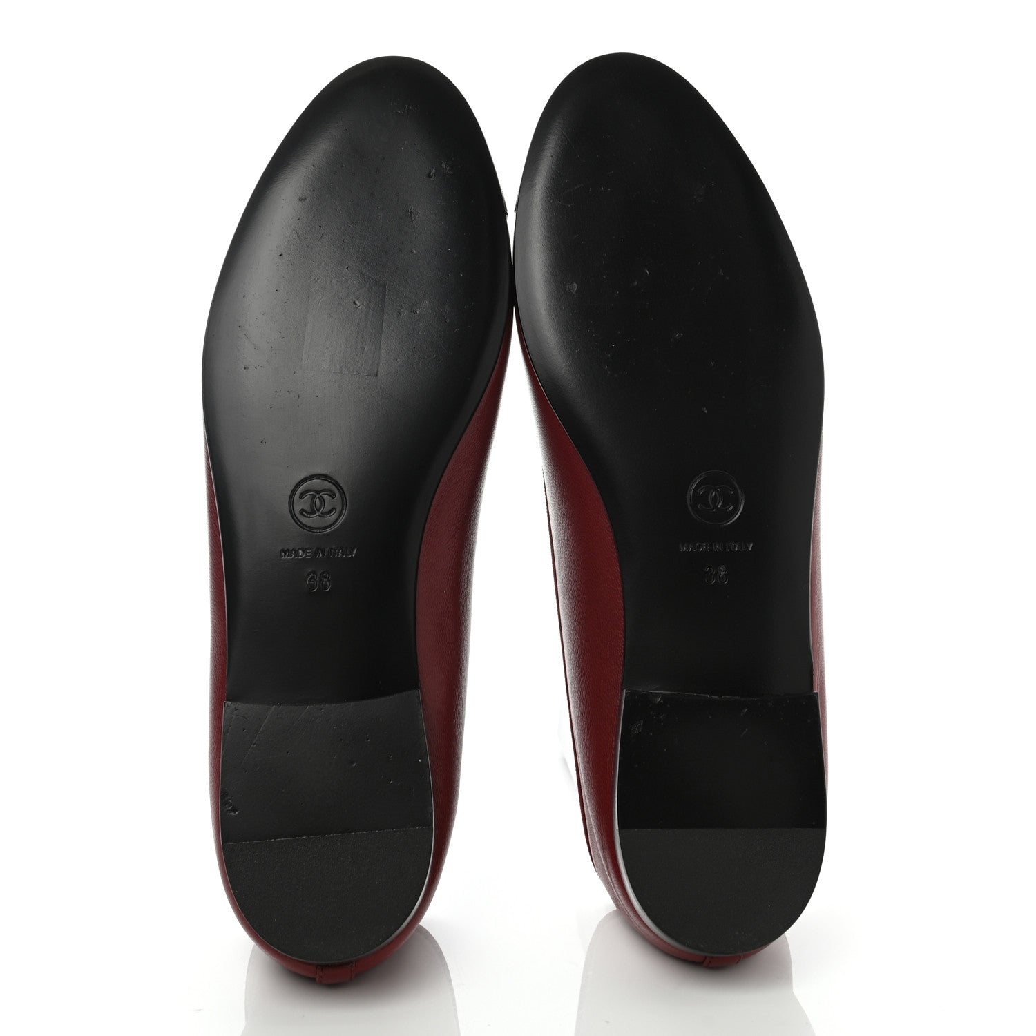 Chanel Lambskin Cap Toe Ballerina Flats 38 Burgundy 5 of 8