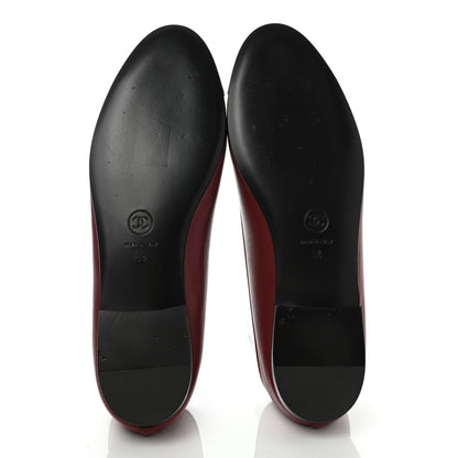 Chanel Lambskin Cap Toe Ballerina Flats 38 Burgundy 5 of 8