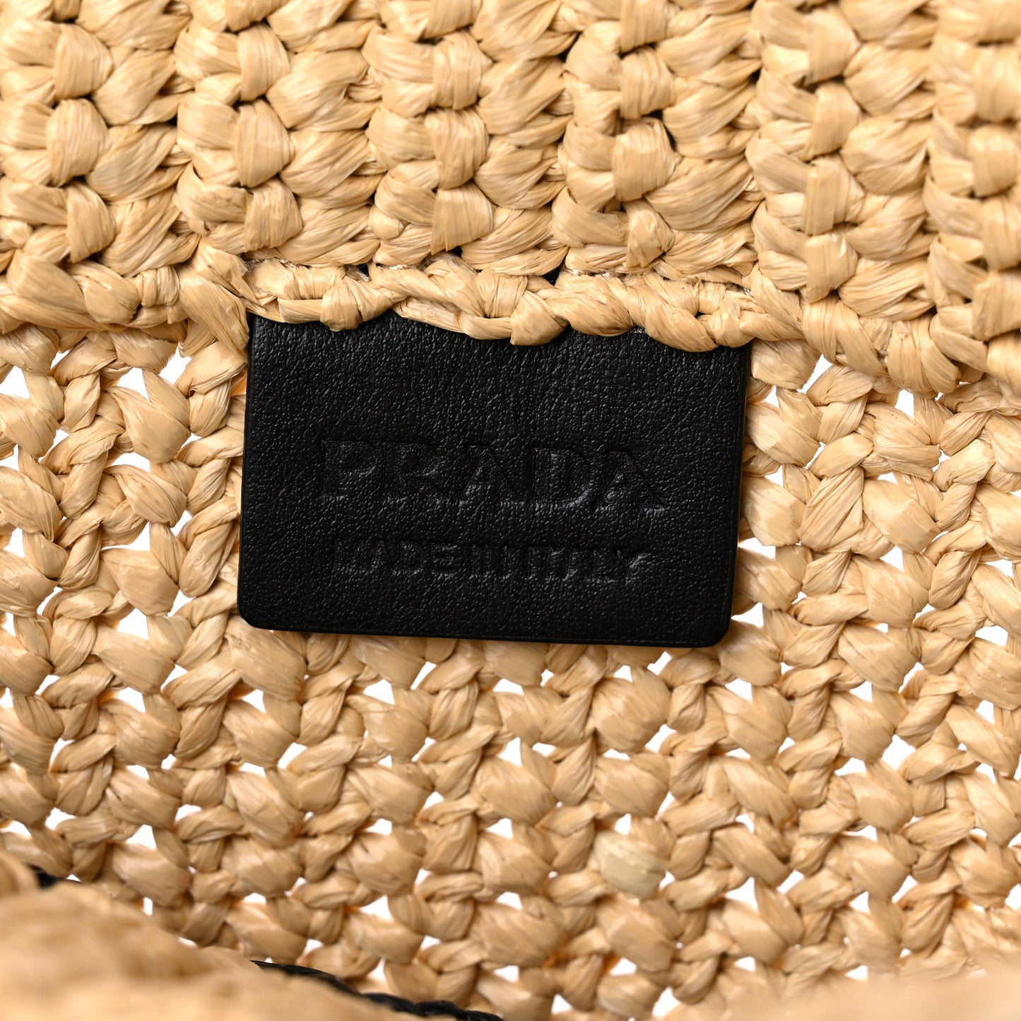 Yarn Raffia Effect Crochet Embroidered Small Logo Tote Naturale