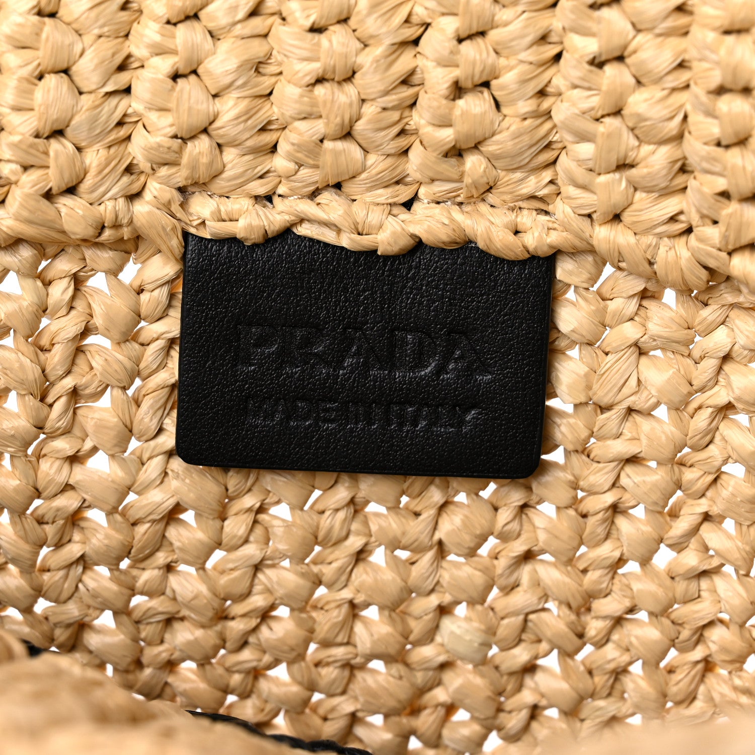 Prada Yarn Raffia Effect Crochet Embroidered Small Logo Tote Naturale 5 of 7