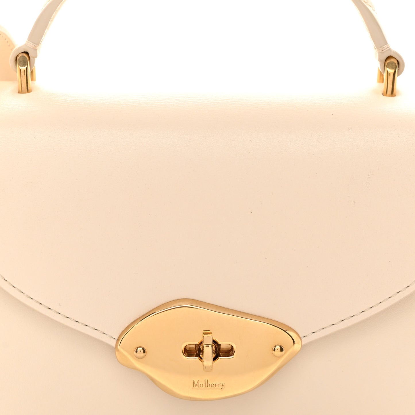 High Gloss Calfskin Lana Small Top Handle Eggshell