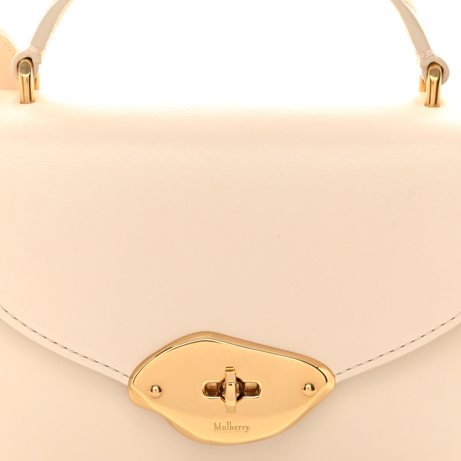Mulberry High Gloss Calfskin Lana Small Top Handle Eggshell 7 of 11