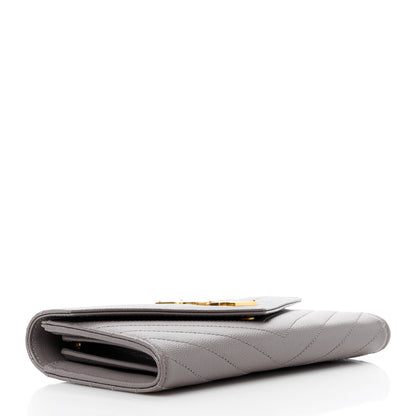 Saint Laurent Grain De Poudre Matelasse Chevron Monogram Flap Wallet Storm 4 of 15