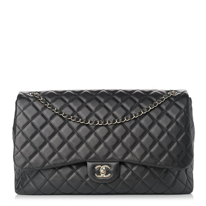 Chanel Metallized Calfskin Quilted Small XXL Travel Flap Bag Black 1 of 9