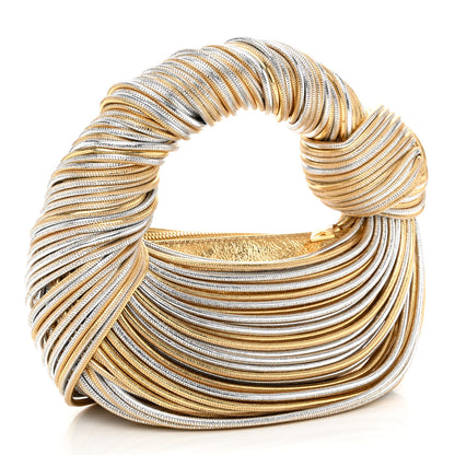 Bottega Veneta Tubular Laminated Lambskin Mini Jodie Gold Silver 3 of 9