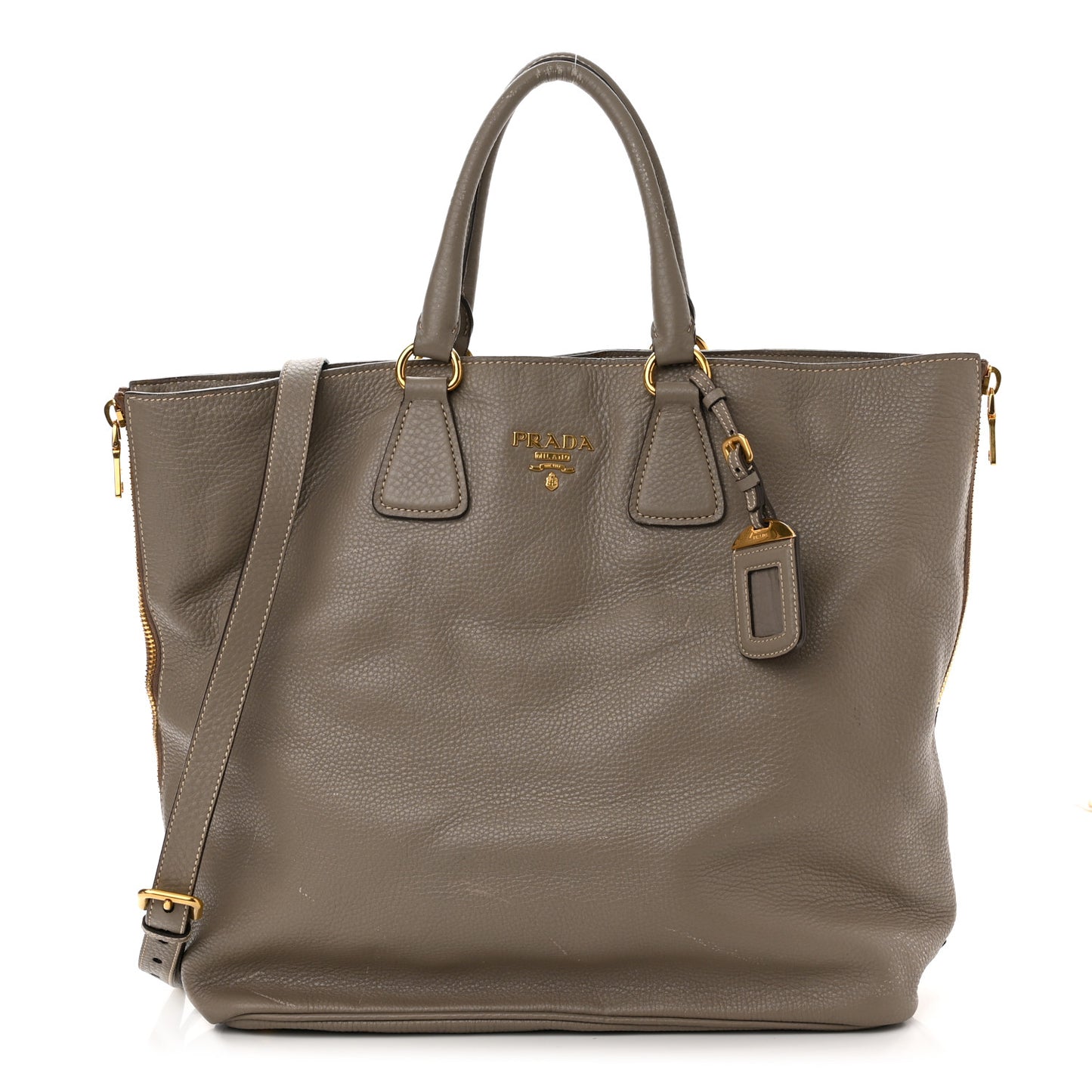 Vitello Daino Zippered Tote Argilla