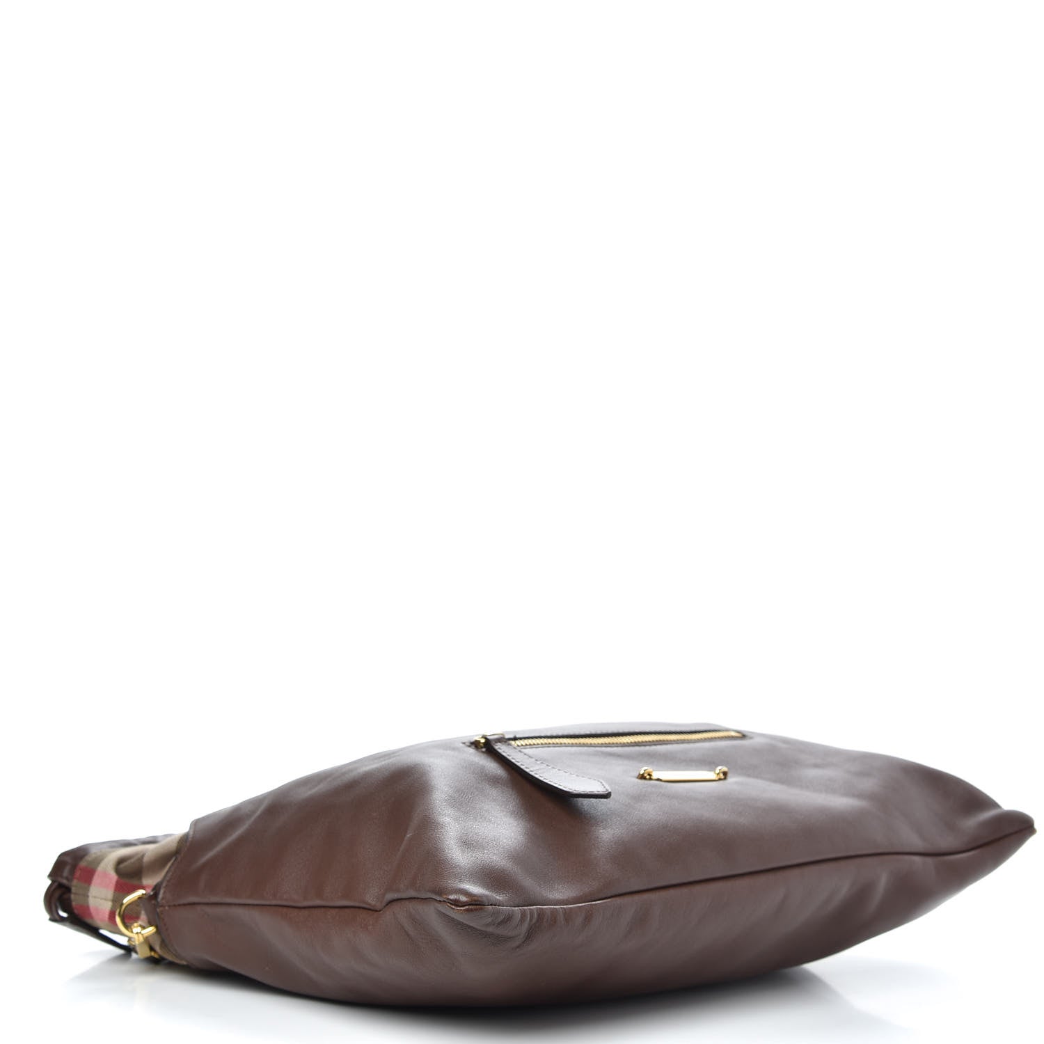 Burberry Soft Calfskin House Check Big Crush Tote Brown Ochre 4 of 12