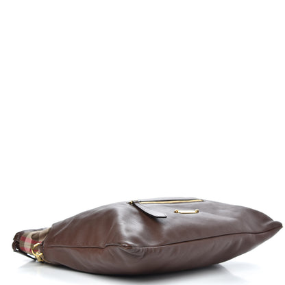 Burberry Soft Calfskin House Check Big Crush Tote Brown Ochre 4 of 12