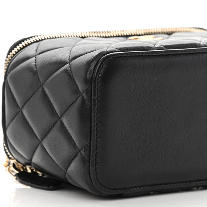 Chanel Lambskin Quilted Small Top Handle Vanity Case With Chain Black 9 of 13