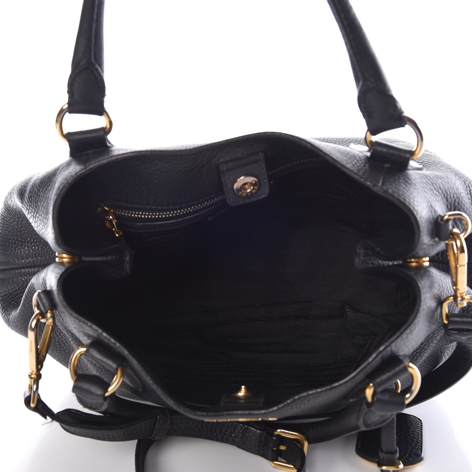 Prada Vitello Daino Tote Black 6 of 16
