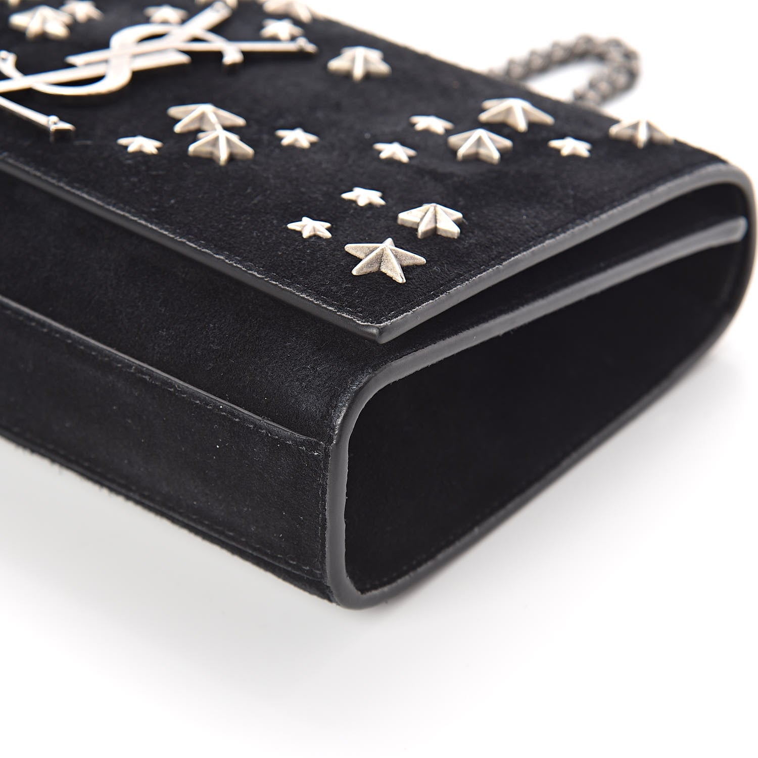 Saint Laurent Suede Star Studded Monogram Small Kate Satchel Black 7 of 9