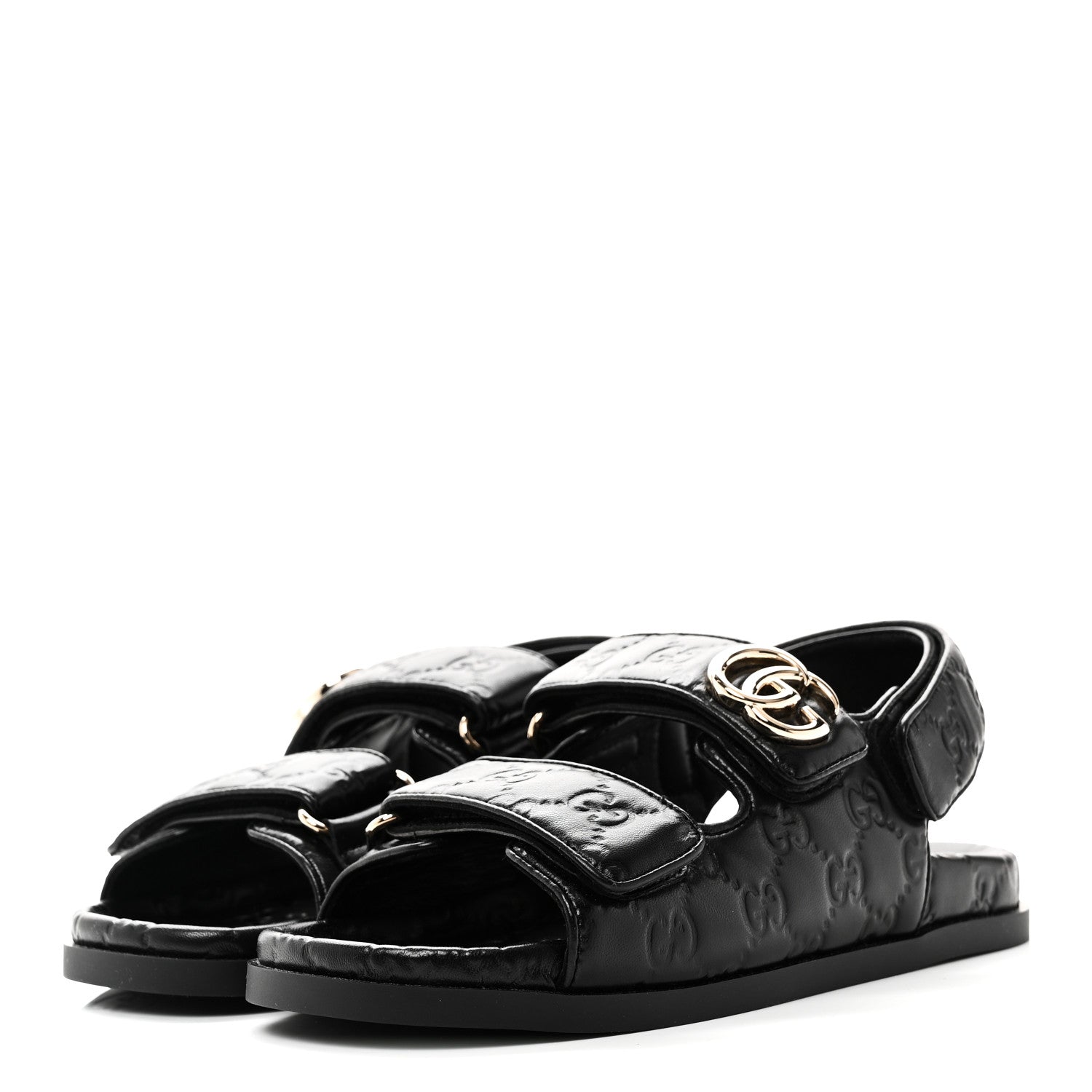 Gucci Guccissima GG Embossed Womens Sandals 35 Black 3 of 10