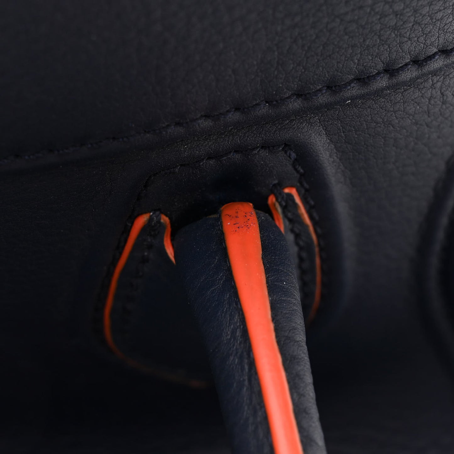Supple Calfskin Large Phantom Luggage Navy Blue Orange