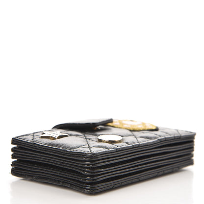 Christian Dior Lambskin Cannage Lucky Badges Lady Dior 5-Gusset Card Holder Black 4 of 6