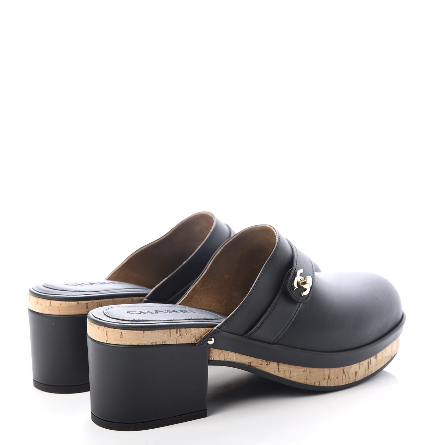 Calfskin CC Turn Lock Clogs 41 Black