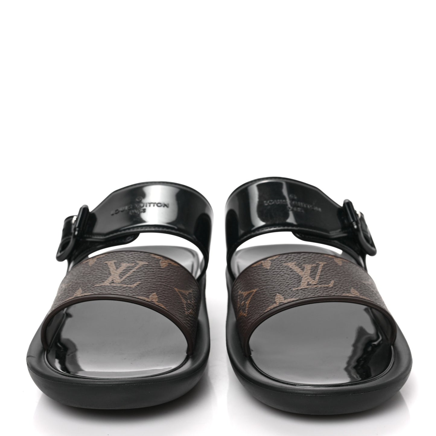 Monogram Sunbath Flat Mule Sandals 35 Black
