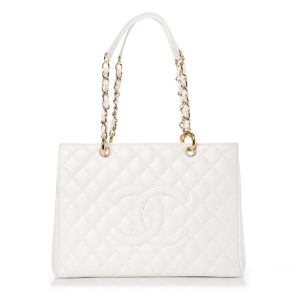 Chanel Caviar Quilted Grand Shopping Tote GST White 1 of 7
