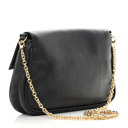 Fendi Vitello Flamingo Enamel Fendista Pouchette Crossbody Black 3 of 12