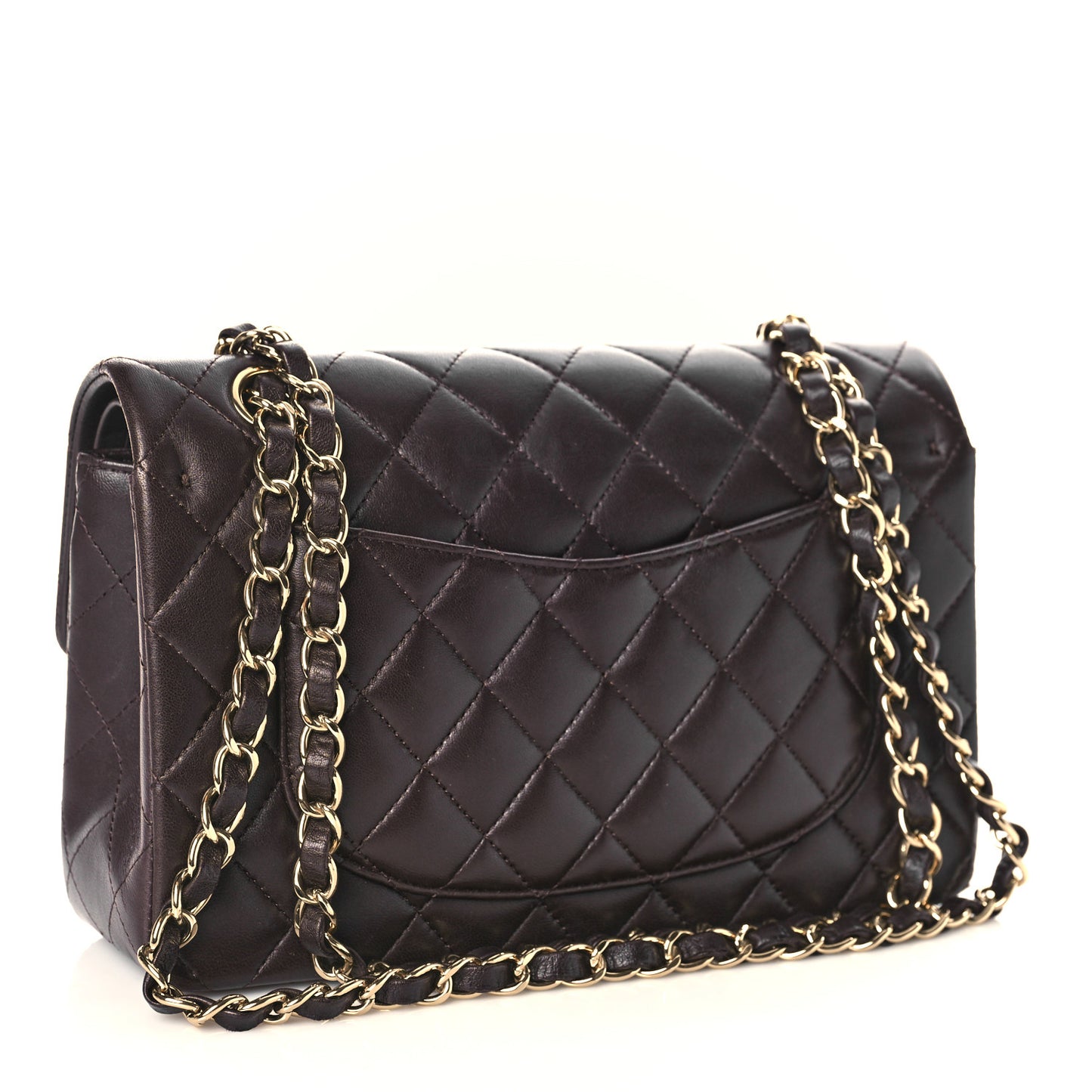 Lambskin Quilted Small Double Flap Dark Brown
