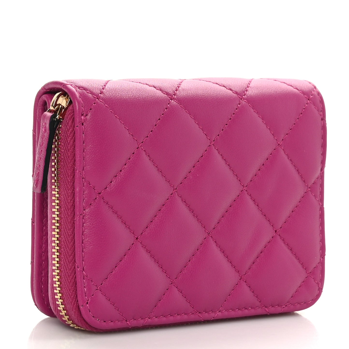 Nappa Quilted Medusa Compact Zip Around Wallet Pink