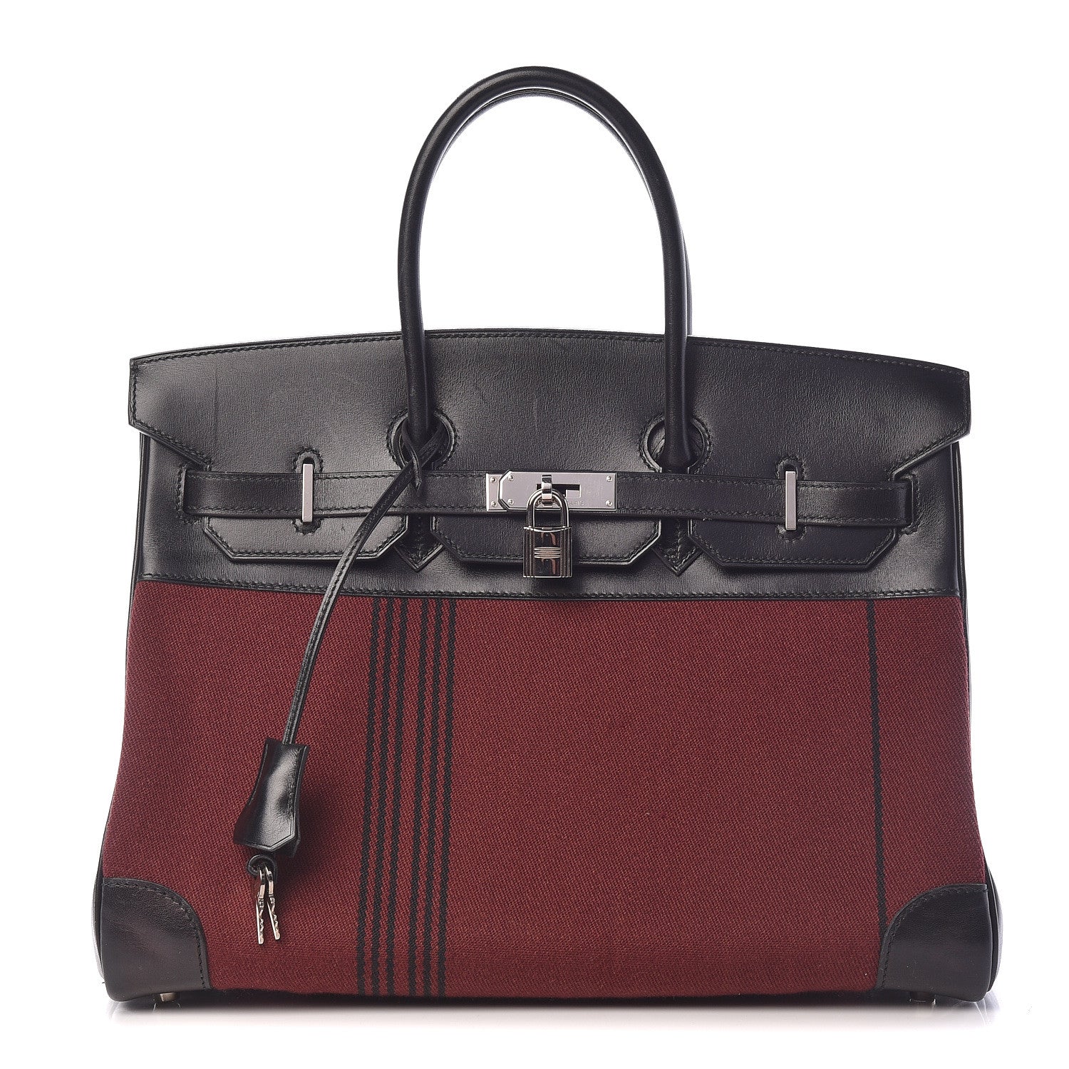 Hermes Toile Box Potamus Birkin 35 Black Rouge H 1 of 19