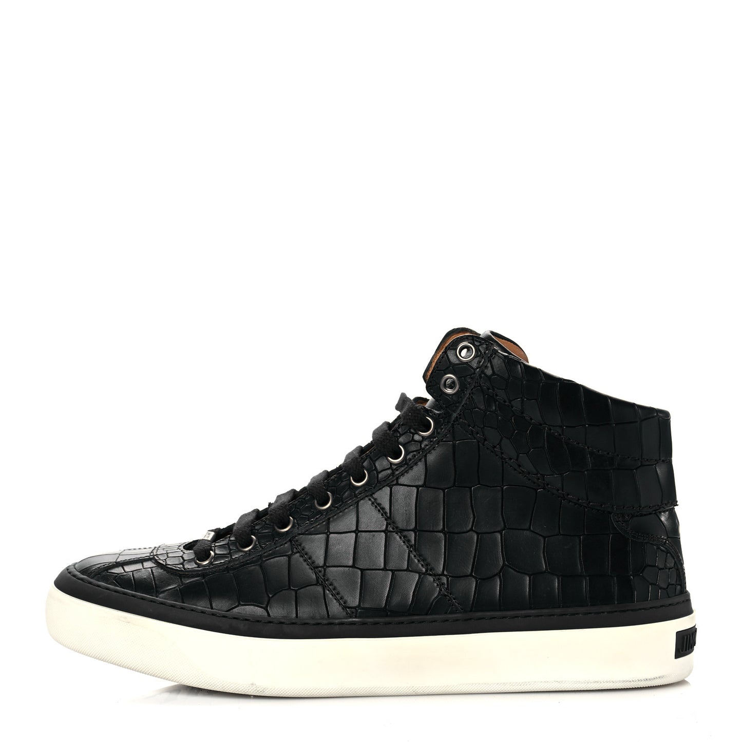 Calfskin Crocodile Emboossed Mens High Top Sneaker 42 Blue