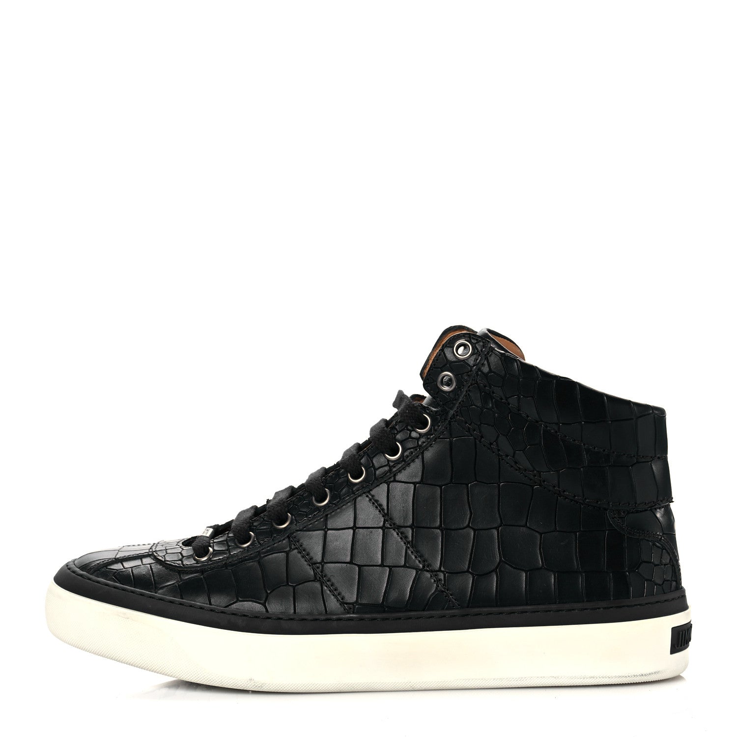 Jimmy Choo Calfskin Crocodile Emboossed Mens High Top Sneaker 42 Blue 1 of 8