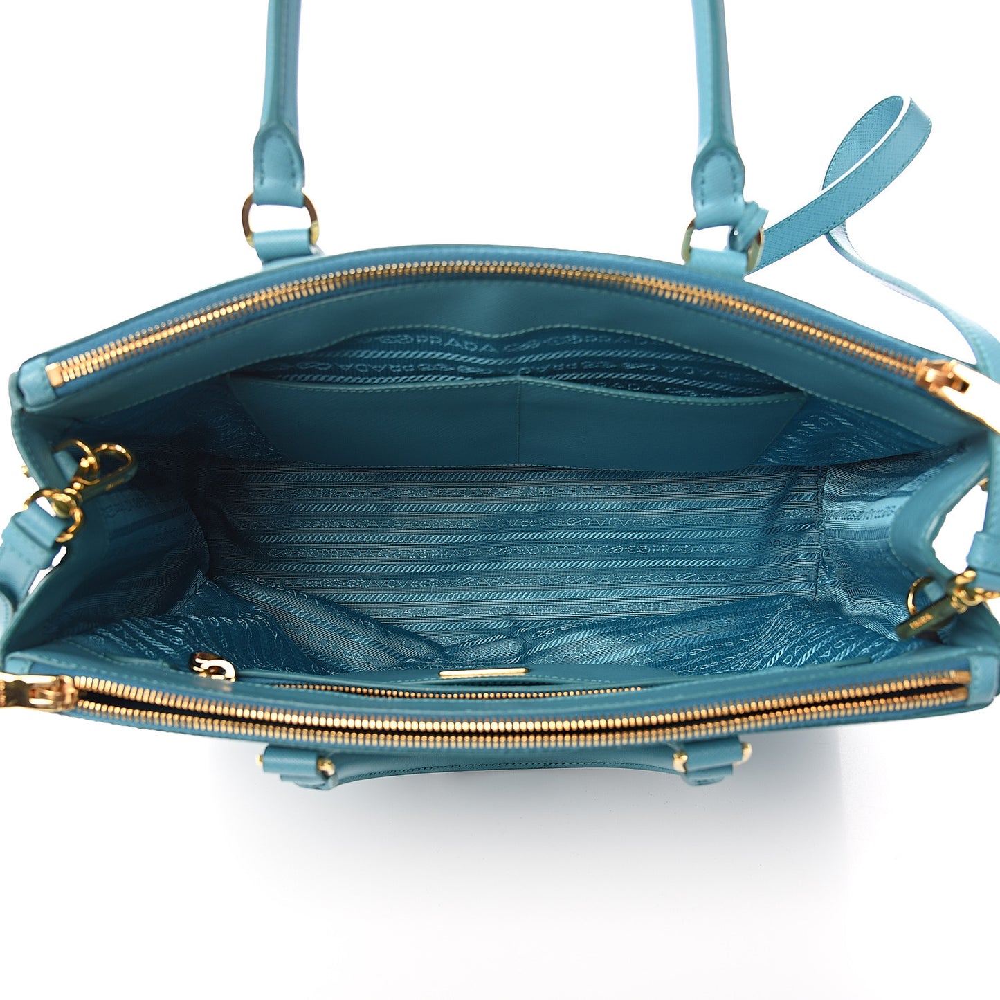 Saffiano Medium Galleria Double Zip Tote Turchese