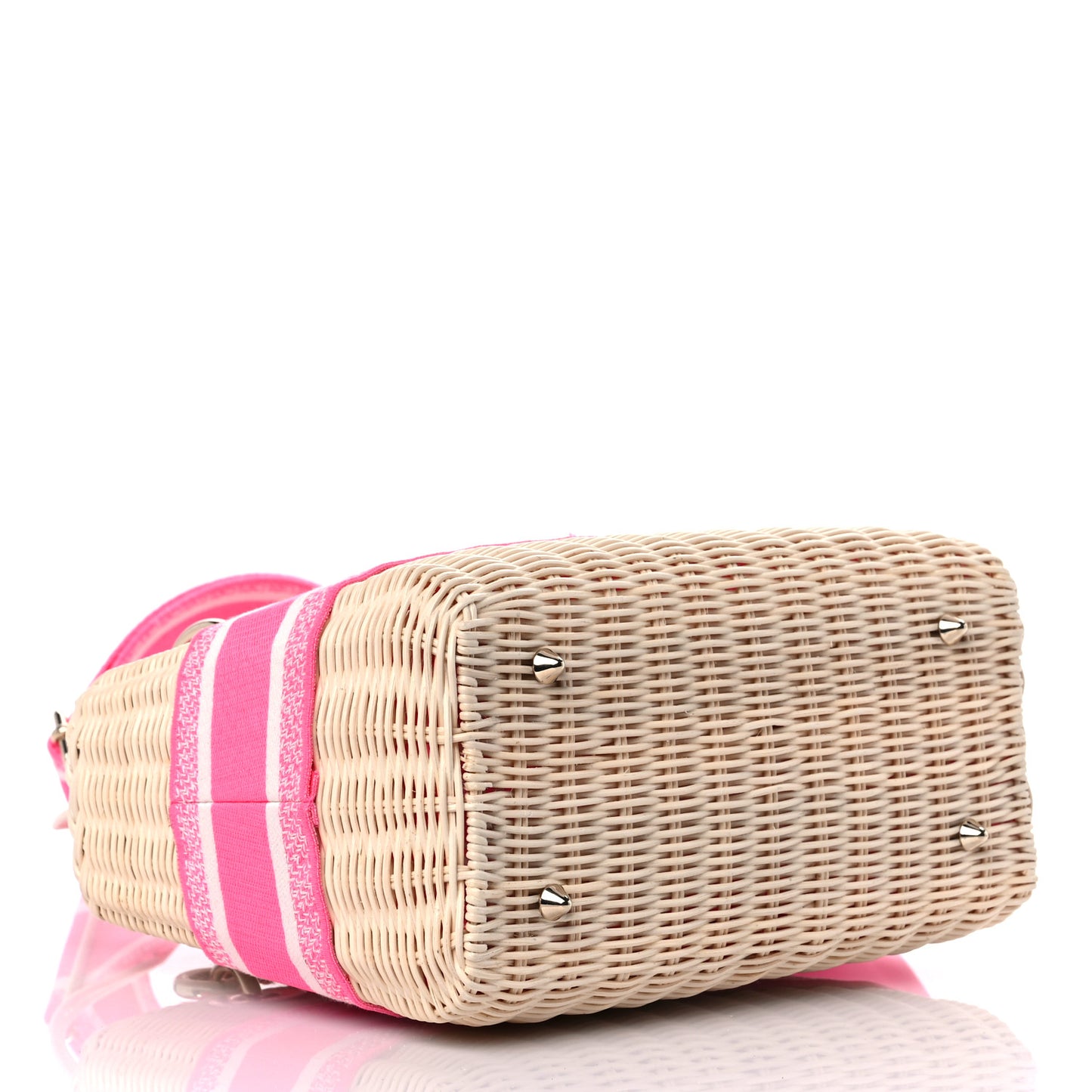 Wicker Oblique Medium Lady Dior Bag Fluorescent Pink