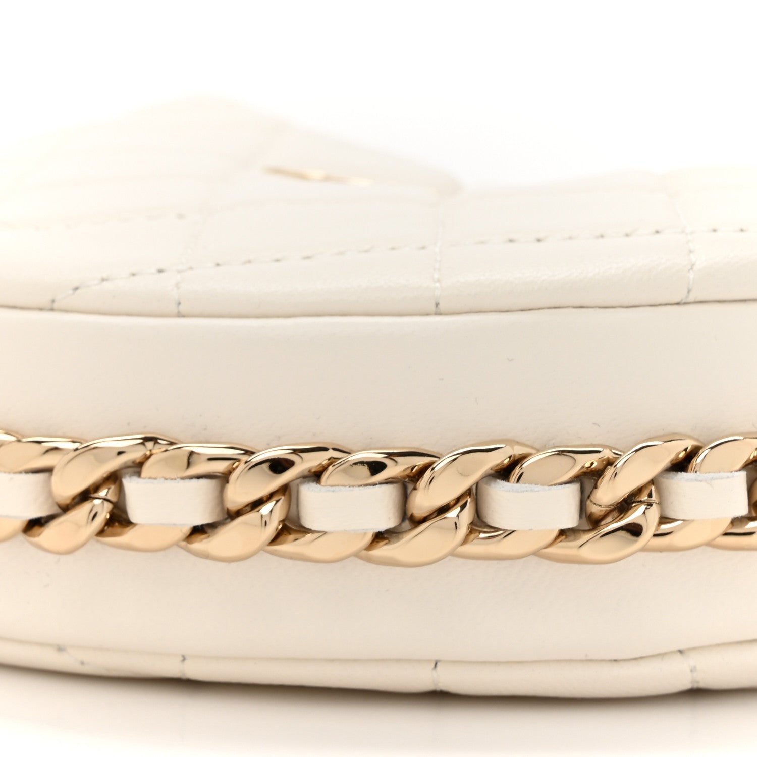 Chanel Lambskin Quilted Chain Around Pouch White 9 of 11