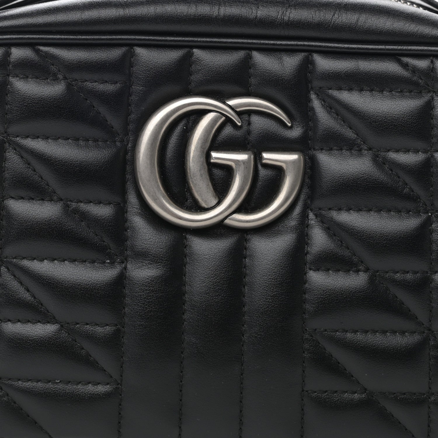 Gucci Calfskin Matelasse Aria Small GG Marmont Chain Shoulder Bag Black 9 of 10