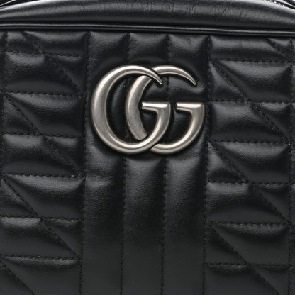 Gucci Calfskin Matelasse Aria Small GG Marmont Chain Shoulder Bag Black 9 of 10