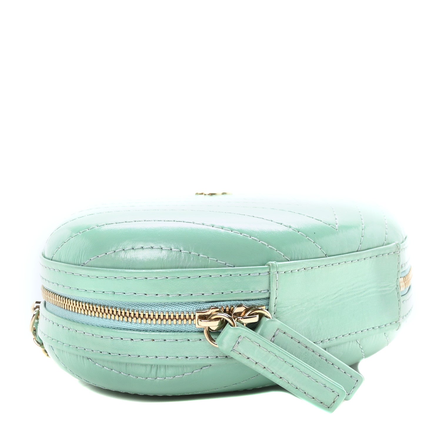 Chanel Calfskin Chevron Stitched Evening Bag Blue 4 of 10