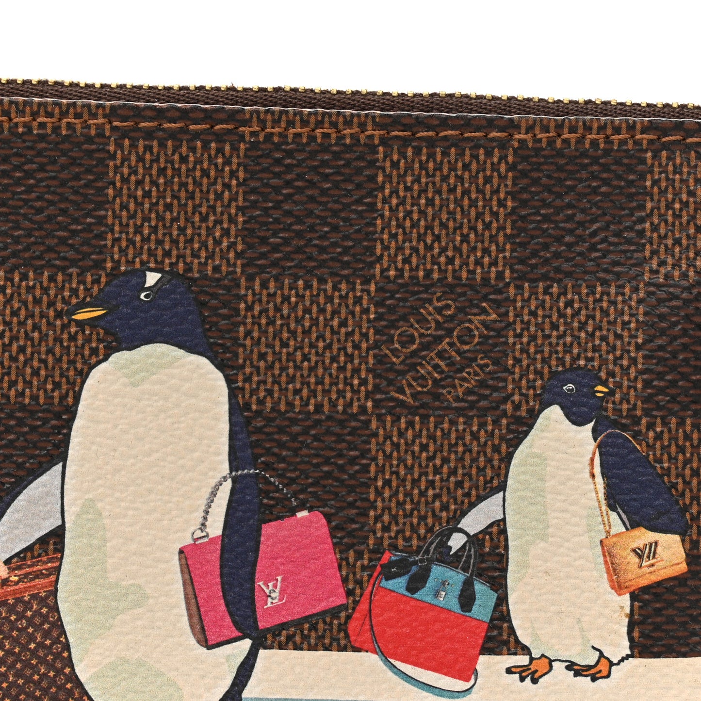 Damier Ebene 2017 Christmas Animation Penguins Mini Pochette Accessories Blue