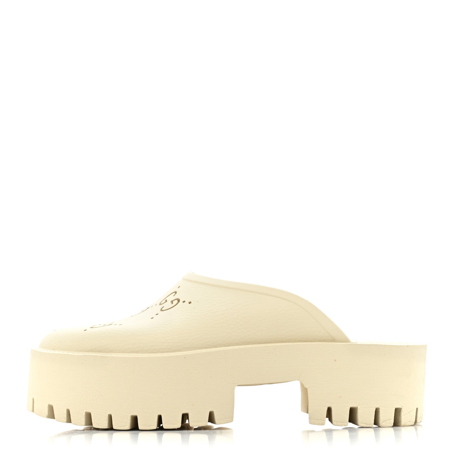 Gucci Rubber GG Monogram Perforated Elea Platform 55mm Lug Sole Sandals 39 Mystic White 1 of 16