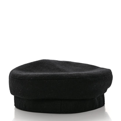Hermes Wool Flannel Embroidered Womens Cabourg En Finesse Cap 57 Black 6 of 9
