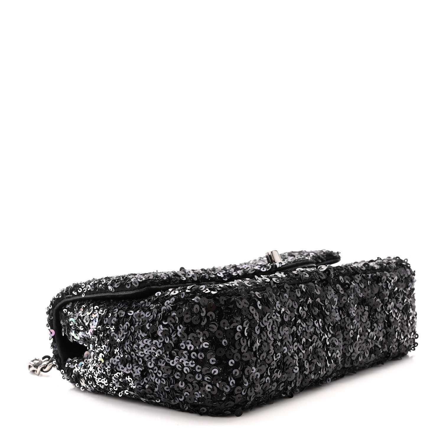 Chanel Sequin Mini Rectangular Flap Black Silver 4 of 13