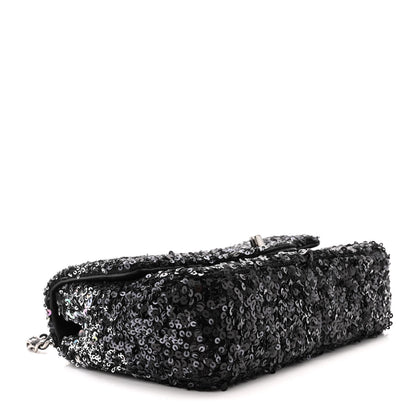 Chanel Sequin Mini Rectangular Flap Black Silver 4 of 13