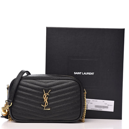 Saint Laurent Grain De Poudre Matelasse Monogram Mini Lou Camera Bag Black 12 of 12
