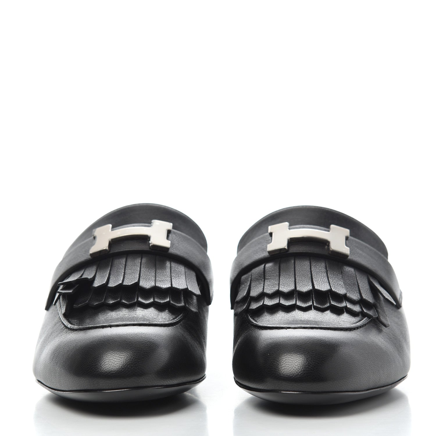 Hermes Goatskin Rivoli Mules 37.5 Black 2 of 9